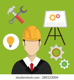 Construction design over green background ,vector illustration.