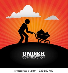 Construction design over landscape background, vector illustration.