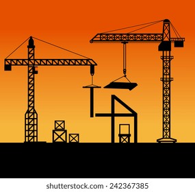 Construction design over orange background, vector illustration.