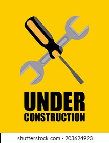 Construction design over yellow background, vector illustration