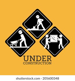 Construction design over yellow background, vector illustration