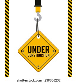 Construction design over yellow and black background,vector illustration.