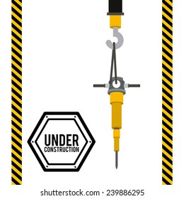 Construction design over yellow and black background,vector illustration.