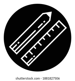 Construction Design Pencil Ruler Flat Icon Isolated On White Background