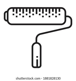 Diseño De Construcción Pincel Rodillo Icono Plano Aislado En Fondo Blanco