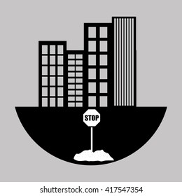 Construction design. stop sign icon. repair concept, vector illustration