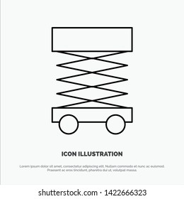 Construction, Develop, Scaffolding, Structure Line Icon Vector