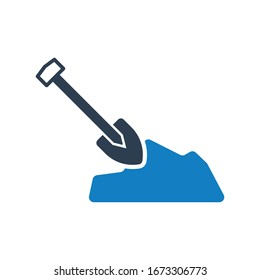 Construction digging icon. Workman sign