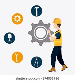 Construction digital design, vector illustration eps 10.