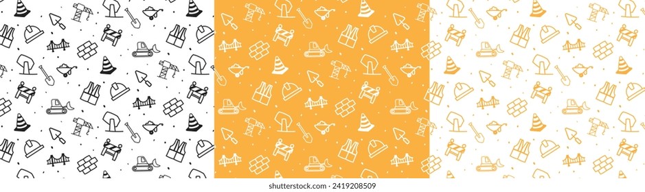 construction doodle icon seamless pattern hand drawing no background color