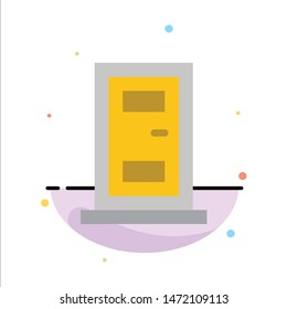Construction, Door, House Abstract Flat Color Icon Template
