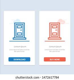 Construction, Door, House  Blue and Red Download and Buy Now web Widget Card Template