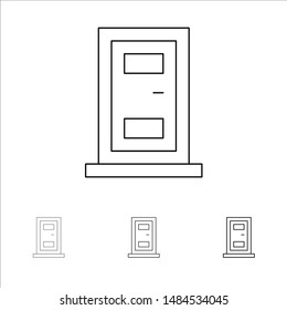 Construction, Door, House Bold and thin black line icon set. Vector Icon Template background
