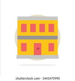Construction, Door, House, Building Abstract Circle Background Flat color Icon