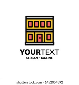Construction, Door, House, Building Business Logo Template. Flat Color