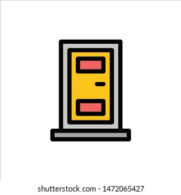 Construction, Door, House  Flat Color Icon. Vector icon banner Template