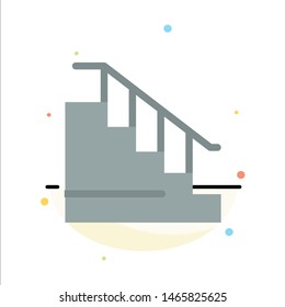 Construction, Down, Home, Stair Abstract Flat Color Icon Template. Vector Icon Template background