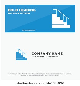 Construction, Down, Home, Stair SOlid Icon Website Banner and Business Logo Template. Vector Icon Template background