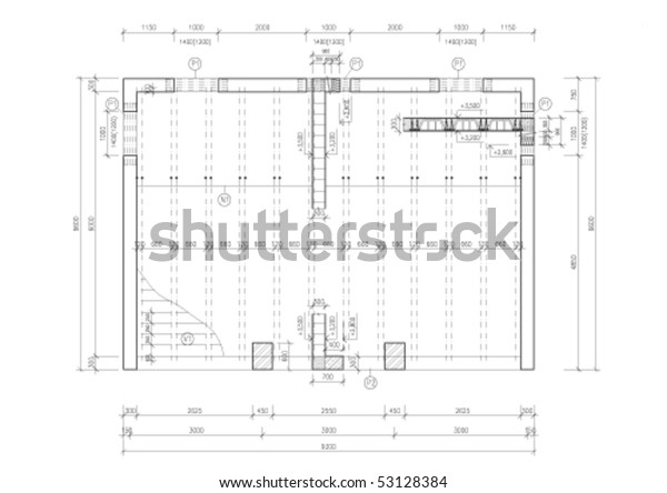 Construction Drawing Floor Slab Black White Stock Vector (Royalty Free ...