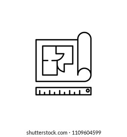 construction drawing outline icon. Element of construction icon for mobile concept and web apps. Thin line construction drawing outline icon can be used for web and mobile on white background