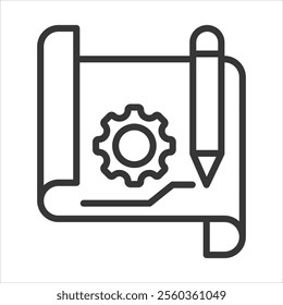 Construction Drawing Outline Icon Vector Illustration