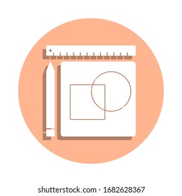 Bauzeichnungen Abzeichen Symbol. Einfache Bildyph, flache Vektorillustration von Ingenieursymbolen für i und ux, Website oder mobile Applikationen