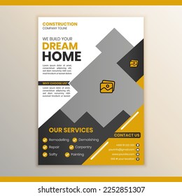 Construction Dream Home Flyer design. Real Estate Business Flyer template.
