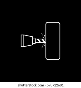 Construction Drill Auger Line Icon On Black Background