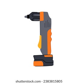 construction drill cartoon. industrial tool, technology repair, power black construction drill sign. isolated symbol vector illustration