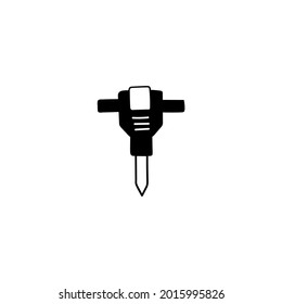 Construction drill, hammer hydraulic jack, jackhammer icon in solid black flat shape glyph icon, isolated on white background 