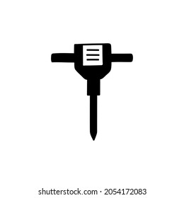 Taladro de construcción, jack hidráulico martillo, icono jackhammer en icono de glifo de forma plana y negra sólida, aislado en fondo blanco 