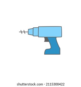 Construction Drill icon in color icon, isolated on white background 