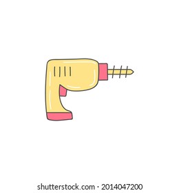Construction drill icon, engineering equipment icon in color icon, isolated on white background 