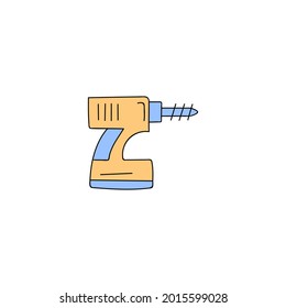 Construction drill icon, engineering equipment icon in color icon, isolated on white background 
