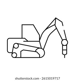 construction drill vehicle line icon vector. construction drill vehicle sign. isolated contour symbol black illustration