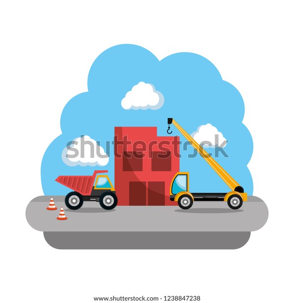 construction dump and\
crane trucks\
vehicles