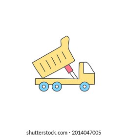 Construction dump Truck vehicle icon in color icon, isolated on white background 