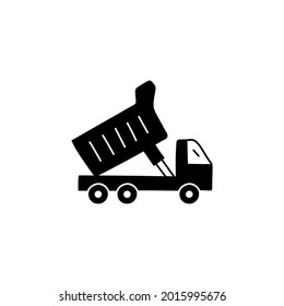 Construction dump Truck vehicle icon in solid black flat shape glyph icon, isolated on white background 