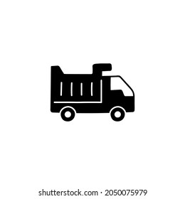 Construction dump Truck vehicle icon in solid black flat shape glyph icon, isolated on white background 