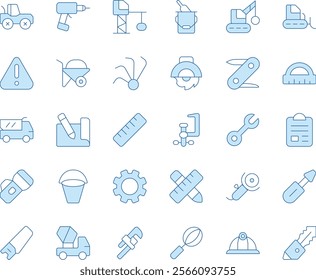 Construction duotone vector icons pack