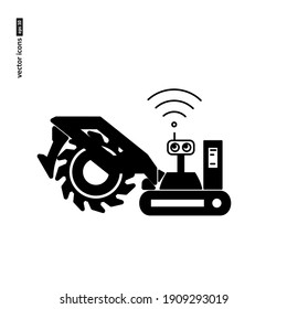 Construction and earth works - robots. Vector icon on white background. Symbol for web, infographics, print design and mobile UX UI kit. Vector illustration, EPS10.