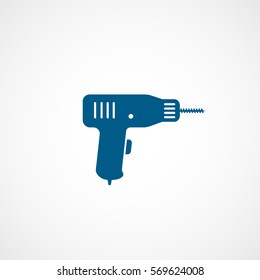 Construction Electric Drill Blue Flat Icon On White Background