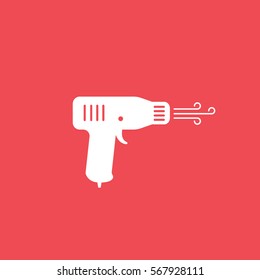 Construction Electric Dryer Flat Icon On Red Background