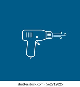 Construction Electric Dryer Line Icon On Blue Background