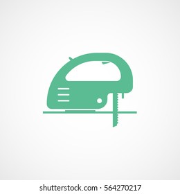 Construction Electric Fretsaw Green Flat Icon On White Background