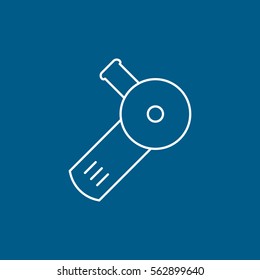 Construction Electric Grinder Line Icon On Blue Background