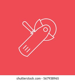 Construction Electric Grinder Line Icon On Red Background