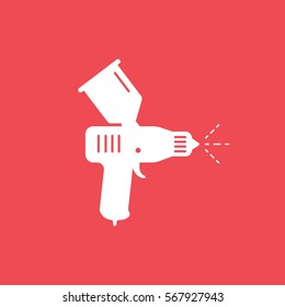 Construction Electric Spray Flat Icon On Red Background