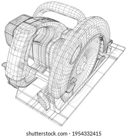 Construction Electrical saw with circular blade. EPS10 format. Wire-frame Vector created of 3d.