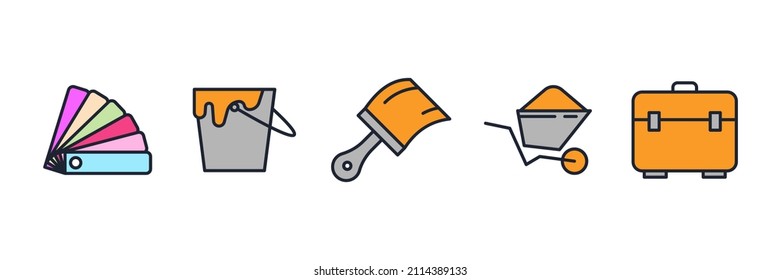 construction elements set icon symbol template for graphic and web design collection logo vector illustration